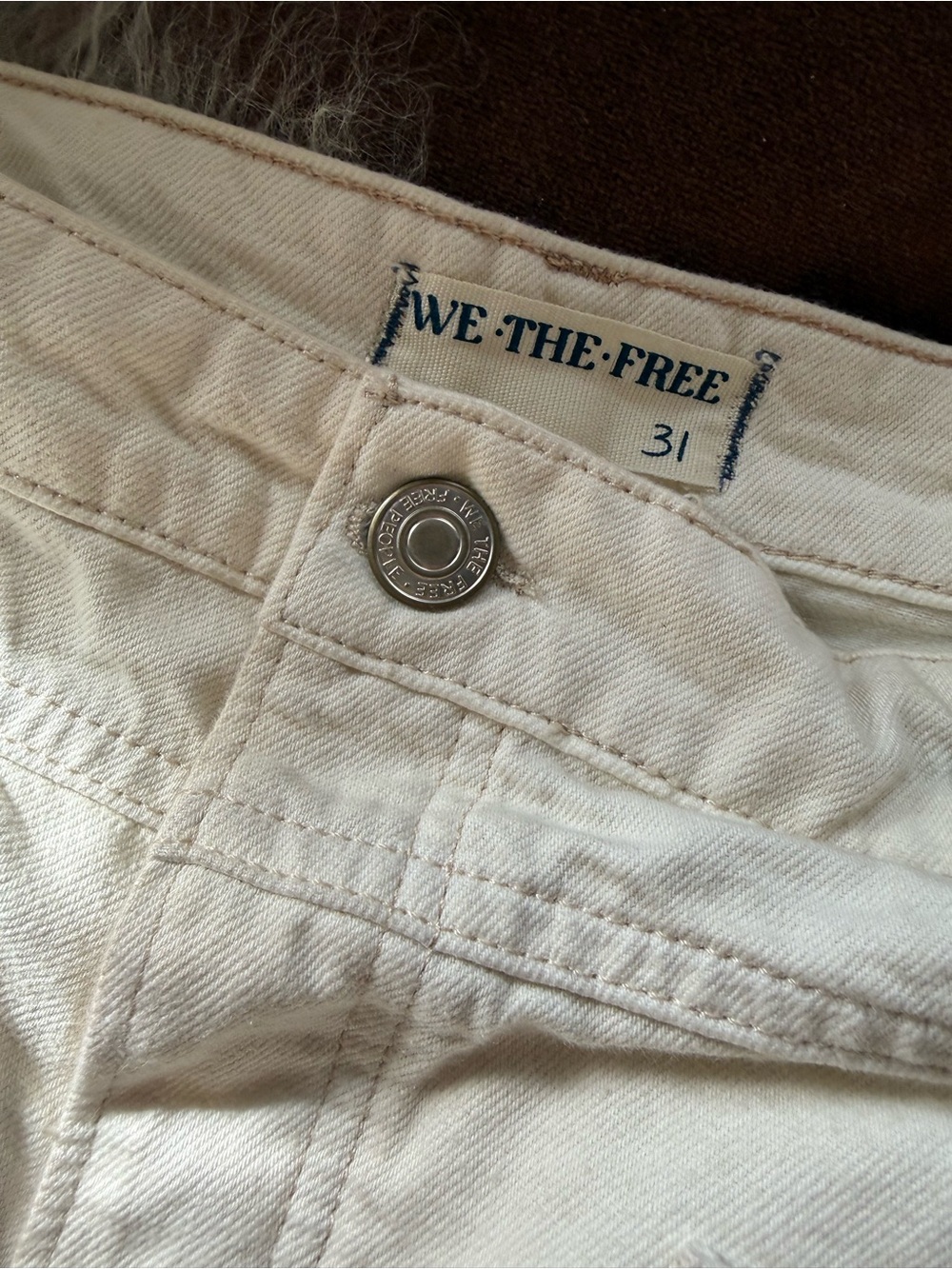 We The Free Free People Cream Boyfriend High-Waisted Wide-Leg Jeans - Picture 4 of 10